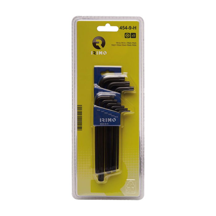 Irimo Juego de 9 Llaves Acodadas Pavonadas TORX® Inviolables con Pin de Seguridad T10-T50, Referencia 454-9-H, para TR10 TR15 TR20 TR25 TR27 TR30 TR40 TR45 TR50, Acero Templado Irimo Juego de 9 Llaves Acodadas Pavonadas TORX® Inviolables con Pin de Seguridad T10-T50, Referencia 454-9-H, para TR10 TR15 TR20 TR25 TR27 TR30 TR40 TR45 TR50, Acero Templado