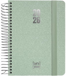 Agenda Anual (2026) Grafoplas Metallic Espiral Tapa Extradura Con Goma A6 170X145 D/P Verde