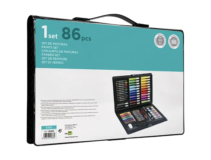 Liderpapel Estuche de pintura 86 piezas 34x23x3.2 cm