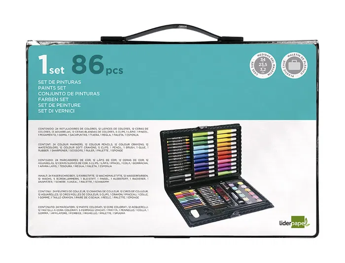 Liderpapel Estuche de pintura 86 piezas 34x23x3.2 cm