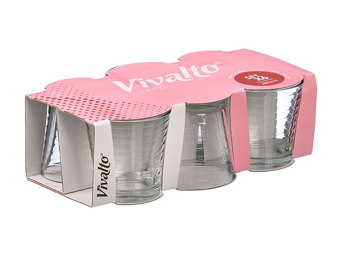 Vivalto Set 6 Vasos Raya Horizontal 280ml Vidrio Transparente 27 x 9 x 16 cm (Set de 8)