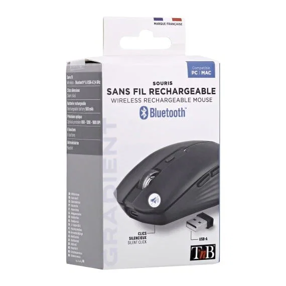 TNB Gradient Ratón inalámbrico recargable Dual Connect Negro TNB Gradient Ratón inalámbrico recargable Dual Connect Negro