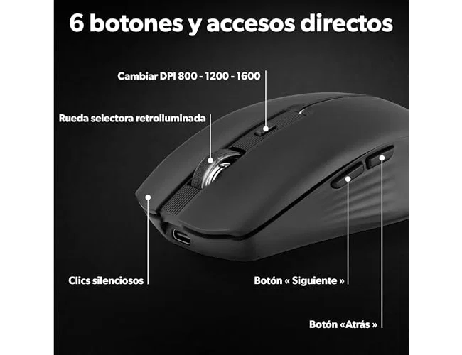 TNB Gradient Ratón inalámbrico recargable Dual Connect Negro
