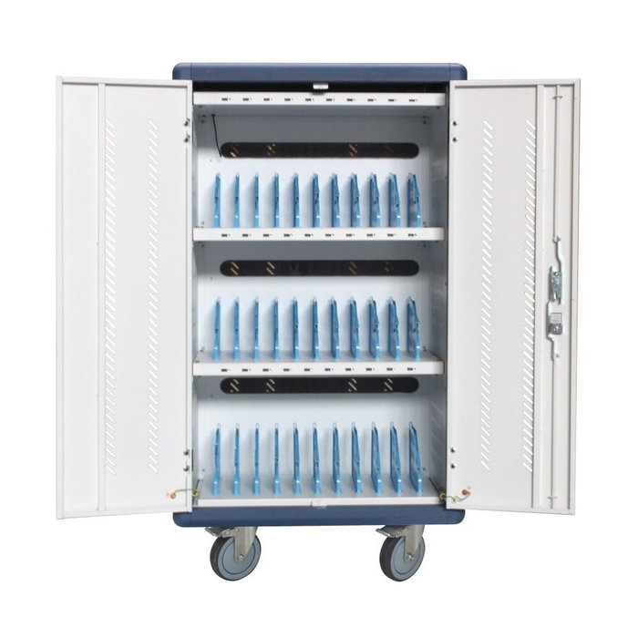 Techly Trolley USB Charging Station para 30 dispositivos Blanco / Azul Techly Trolley USB Charging Station para 30 dispositivos Blanco / Azul
