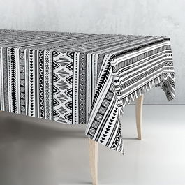 Exma Rollo de Hule para Manteles PVC Blanco y Negro 1.40m x 25m - Tejido Sin Tejer