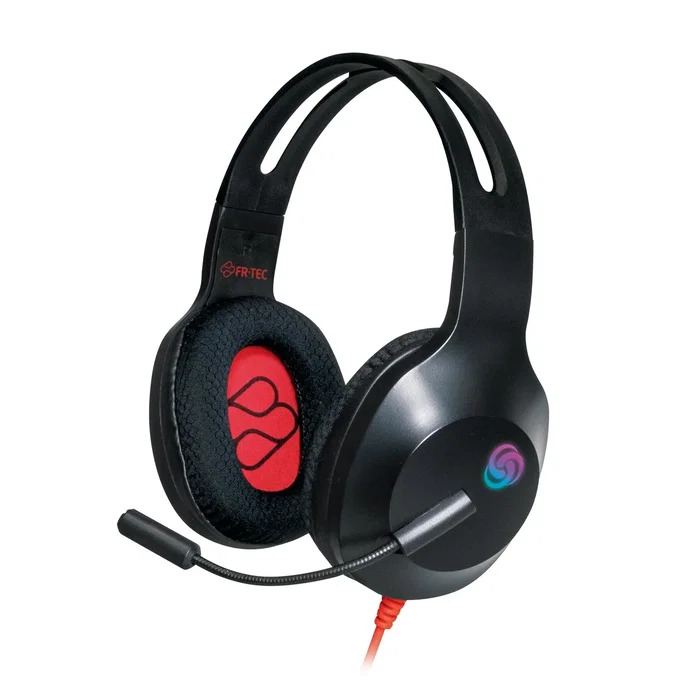 FR-TEC Auriculares Gaming Typhoon FT2020 - Casco Diadema Negro Alámbrico con Conexión USB/3.5 mm, Altavoces 40mm, Control de Volumen y Luz LED