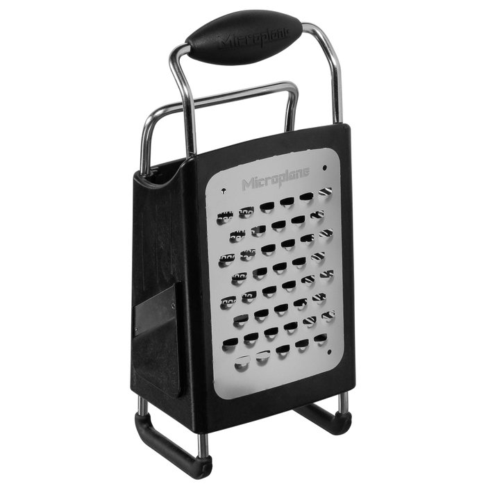 Microplane Rallador de Caja de 4 Lados (Extra Grueso/Medio/Fino/Rebanador) en Negro/Plata Microplane Rallador de Caja de 4 Lados (Extra Grueso/Medio/Fino/Rebanador) en Negro/Plata