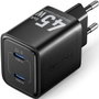 Vention Cargador de Pared GaN 45W con 2x USB Tipo-C FEFB0-EU, Negro