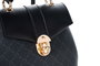 Lucky Bees 1214 v2 Mochila de Piel de Polivinilo Negra, 20x10x23 cm