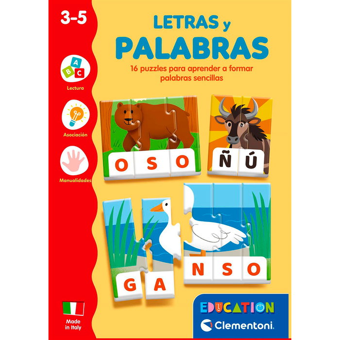Clementoni Letras y Palabras - Juego Educativo de Primeras Palabras en Español