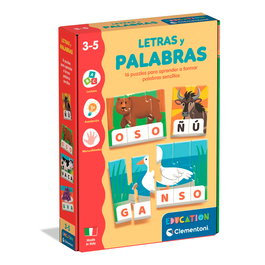 Clementoni Letras y Palabras 55595 - Juego Educativo de Primeras Palabras en Español, Puzzles Progresivos para Niños +3 Años