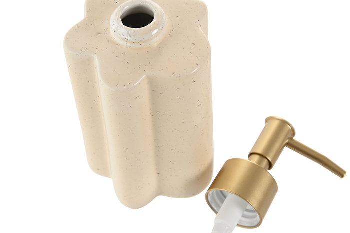 DKD Home Decor Dosificador de Gres y ABS Irregular Mate Beige y Dorado