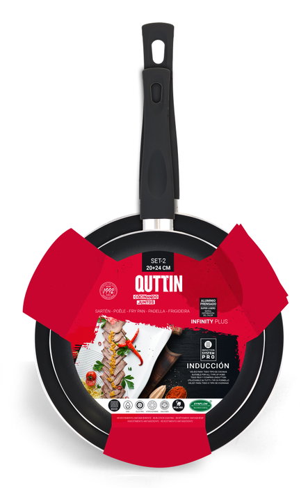 Quttin Set de 4 Sartenes de Aluminio 20 cm y 24 cm (2.3mm-pro)