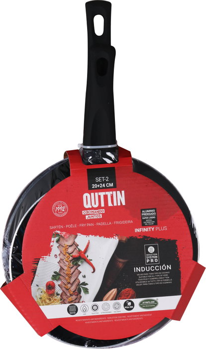 Quttin Set de 4 Sartenes de Aluminio 20 cm y 24 cm (2.3mm-pro)