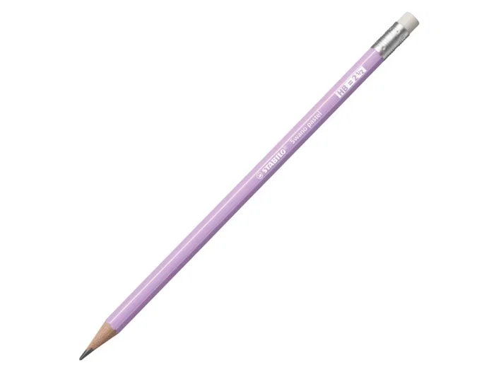 Stabilo Lápiz de Grafito Swano Pastel HB con Goma, Lila, 12 unidades