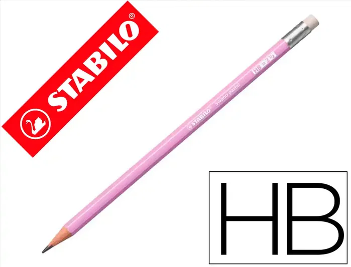 Stabilo Lápiz de Grafito Swano Pastel HB con Goma, Lila, 12 unidades