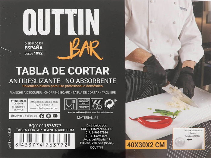 My Bar Tabla de Cortar Blanca para Bar 40.1 x 30 x 2.5 cm (6 Unidades)