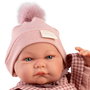 Muñecas Antonio Juan 50432 - Muñeca Recién Nacida Nica Realista con Portabebés, Conjunto a Cuadros, +3 años (Idiomas: Español, English, Francés, Alemán, Portugués)