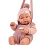 Muñecas Antonio Juan 50432 - Muñeca Recién Nacida Nica Realista con Portabebés, Conjunto a Cuadros, +3 años (Idiomas: Español, English, Francés, Alemán, Portugués)