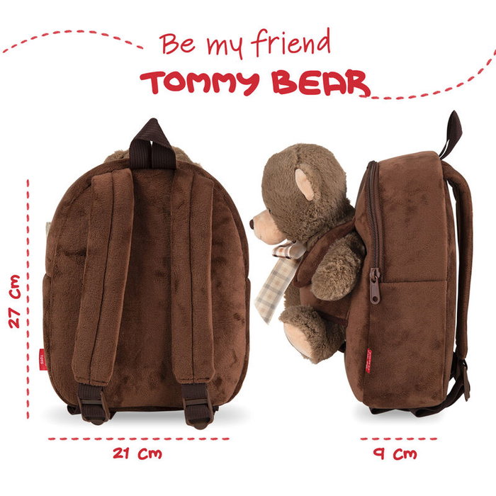 PERLETTI Mochila con peluche Oso Tommy 26x21x8cm