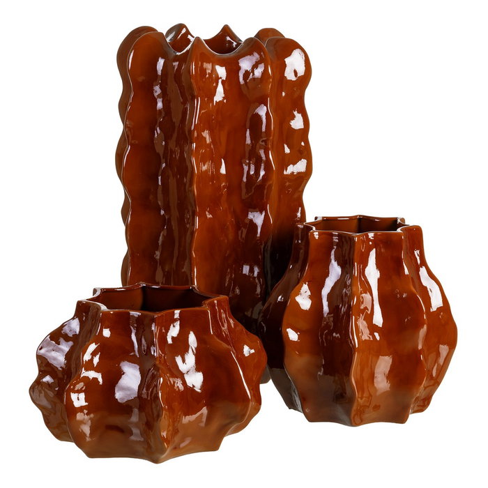 Jarrón Brillo Terracota Cerámica 42 X 42 X 26 cm