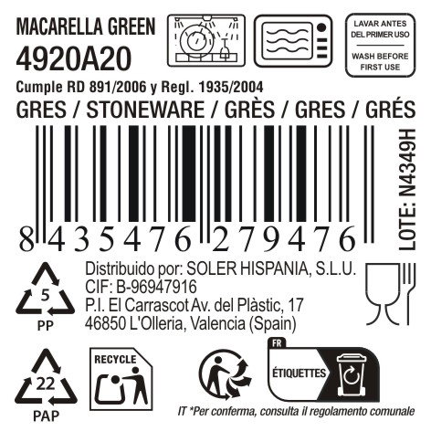 La Mediterranea Fuente Oval Macarella Green 25 cm x 12 cm x 2.2 cm (24 Unidades)