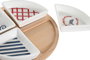 DKD Home Decor Set de Aperitivo Casitas de Gres y Bambú, 5 Piezas