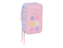 Safta Plumier Escolar Bouquet Triple Cremallera - 3 Compartimentos, 37 Piezas, 195x125x55 mm