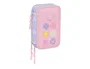 Safta Plumier Escolar Bouquet Triple Cremallera - 3 Compartimentos, 37 Piezas, 195x125x55 mm