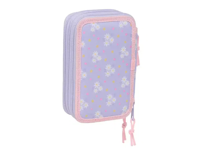 Safta Plumier Escolar Bouquet Triple Cremallera - 3 Compartimentos, 37 Piezas, 195x125x55 mm