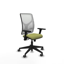 PIQUERAS Y CRESPO Silla de oficina Motilla con mecanismo Sincro, Verde oliva y Blanco, Brazos 3D, Ruedas 65 mm