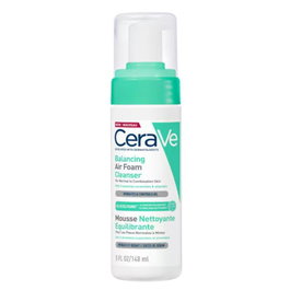 CeraVe Limpiador Facial Air Foam Reequilibrante en Espuma - Control de Grasa 8h & Hidratación 24h - Con 3 Ceramidas y Niacinamida - Para Piel Mixta y Sensible - 148 ml