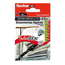 Fischer Kit Fijación Estanterías Ligeras 502685 Solufix para Fijar Estanterías Incluye Tacos y Tornillos
