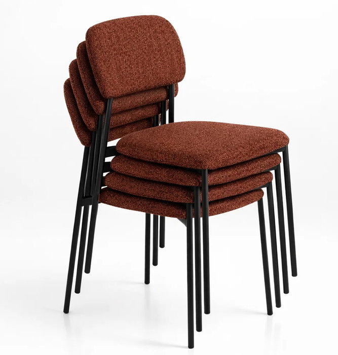 DKD Home Decor Silla Apilable de Poliéster y Hierro Marrón Oscuro