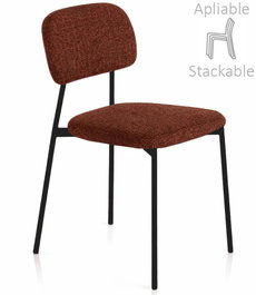 DKD Home Decor Silla Apilable de Poliéster y Hierro Marrón Oscuro