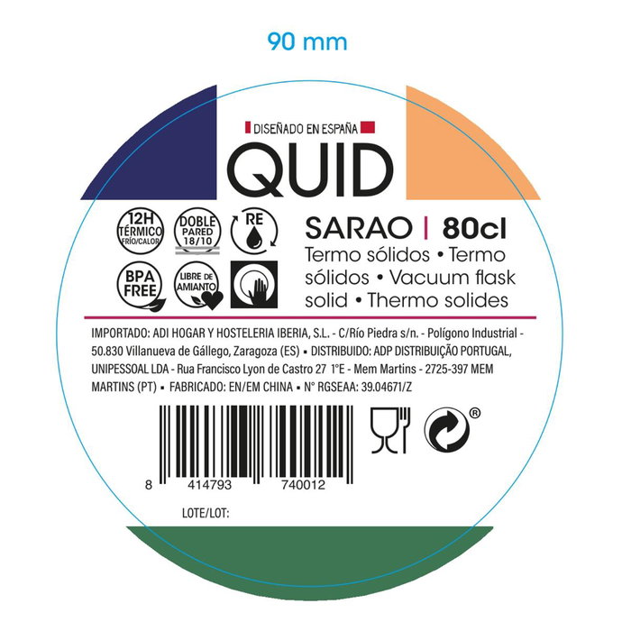 Termo Sólidos Sarao Quid 800 mL (6 Unidades)