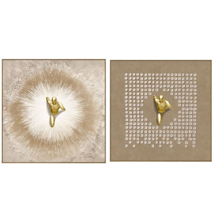 DKD Home Decor Cuadro Lienzo y Resina Hombre Surtido de 2 Piezas