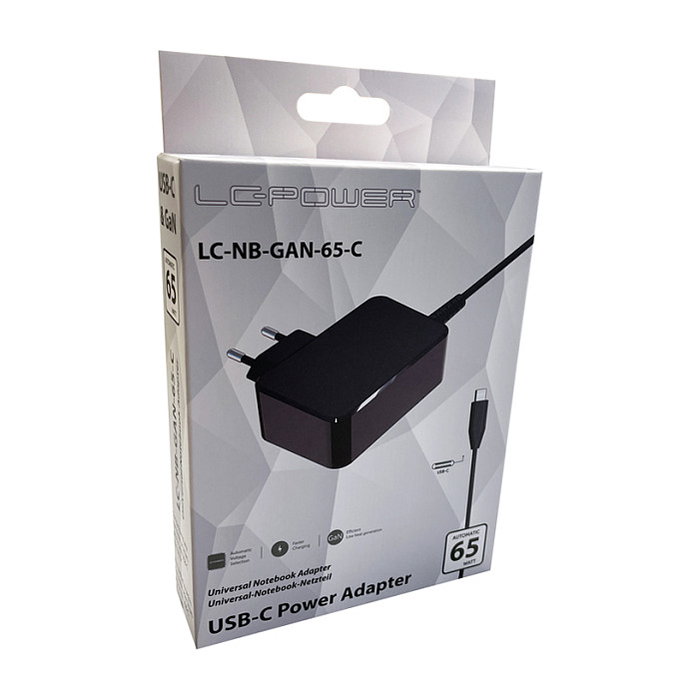 LC-Power LC-NB-GAN-65-C Cargador USB-C 65W GaN Negro