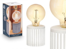 Giftdecor Lámpara LED Base Rayas Azul 8x19x8cm Piedra Cemento Vidrio (Set de 8)