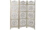 DKD Home Decor Biombo Indio Blanco 3 Puertas 150x182.5 cm con 3 Estantes, Mango y MDF