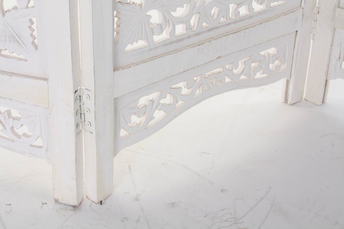 DKD Home Decor Biombo Indio Blanco 3 Puertas 150x182.5 cm con 3 Estantes, Mango y MDF DKD Home Decor Biombo Indio Blanco 3 Puertas 150x182.5 cm con 3 Estantes, Mango y MDF