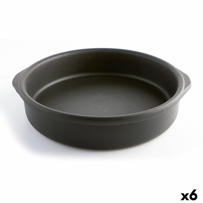 Quid Cazuela Barro Asas Barro Lux 26 cm (6 Unidades) - Negro