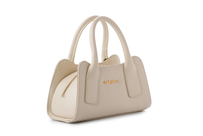 Lucky Bees Bolso de Mano Crema 100% Cuero de Polivinilo Elegante y Sofisticado