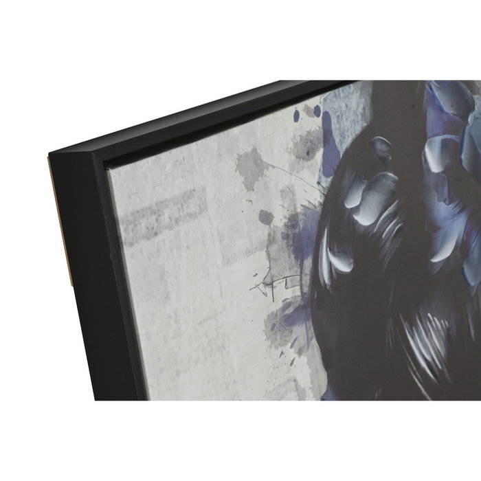 DKD Home Decor Cuadro de Lienzo Geisha Enmarcado Azul