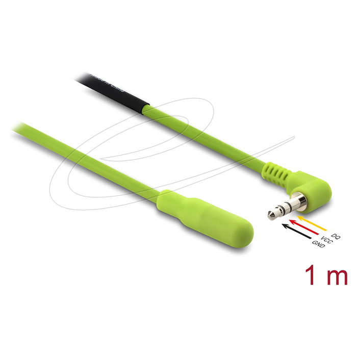 DeLOCK Sensor de Temperatura DS18B20 con Cable 1 m y Conector Jack 3.5 mm 3 Pines Angulado a 90 Grados