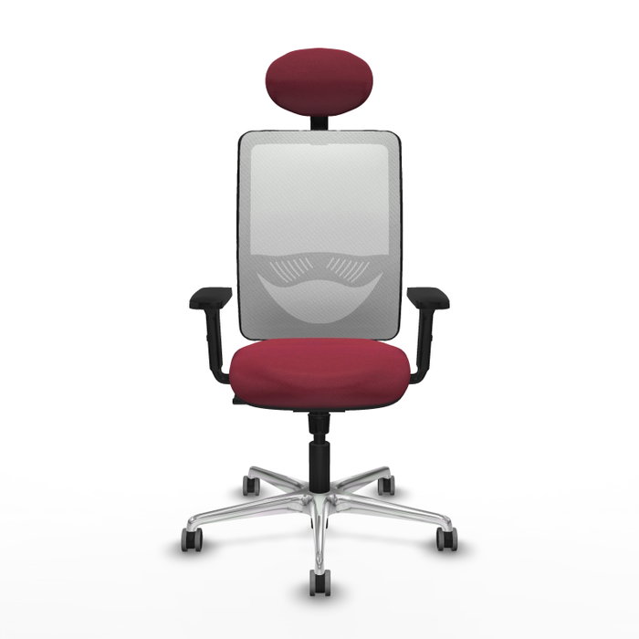 PIQUERAS Y CRESPO Silla de oficina Zulema con mecanismo Sincro, Tela Granate y Malla Blanca PIQUERAS Y CRESPO Silla de oficina Zulema con mecanismo Sincro, Tela Granate y Malla Blanca