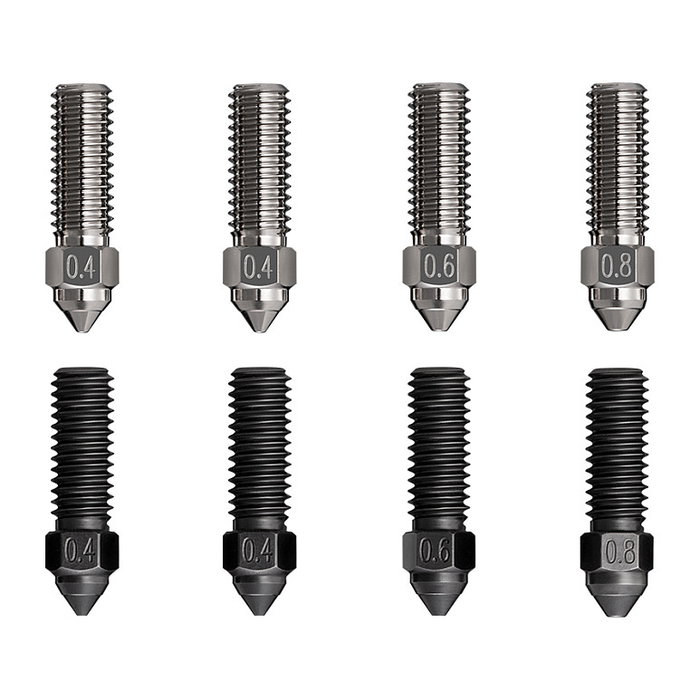 Creality Ender-3 V3 KE High Flow Nozzle Combi, 8 piezas, Negro y Plata