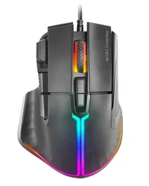Mars Gaming MM-XT Ratón Gaming Ergonómico para Mano Derecha, 12800 DPI, 9 Botones Programables con Switches Huano, Iluminación RGB Control, Cable Feather Paracord, Negro