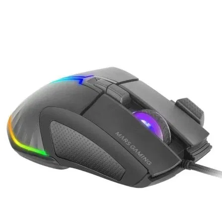 Mars Gaming Ratón Gaming MM-XT Hasta 12800 DPI, Sensor Óptico A825PRO, 9 Botones Configuables, Iluminación RGB, Cable Paracord
