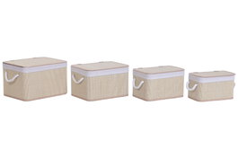 DKD Home Decor Set de 4 Cestas de Bambú Natural 39x29x24 cm